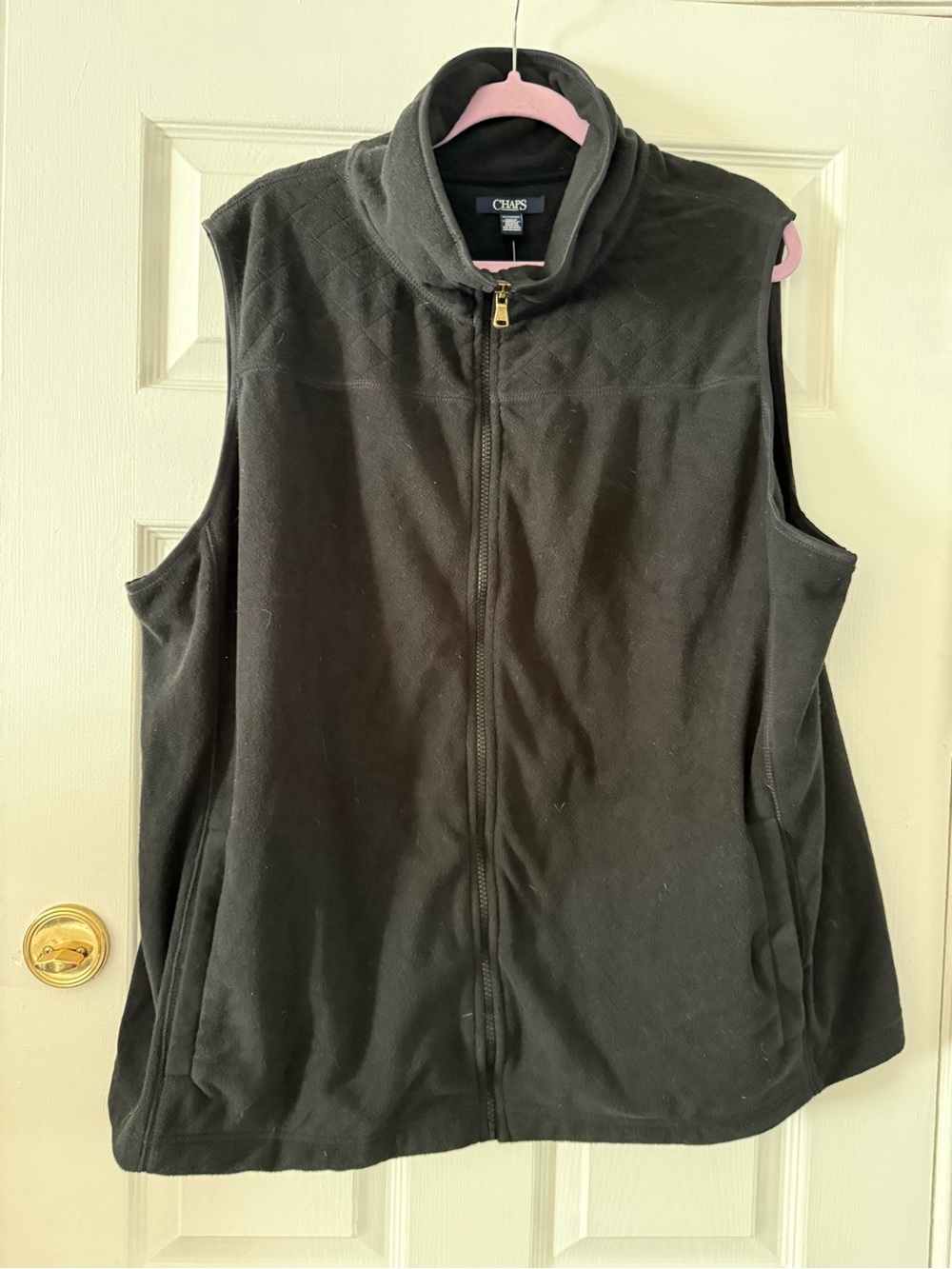Chaps Black Zip-Front Fleece Vest
